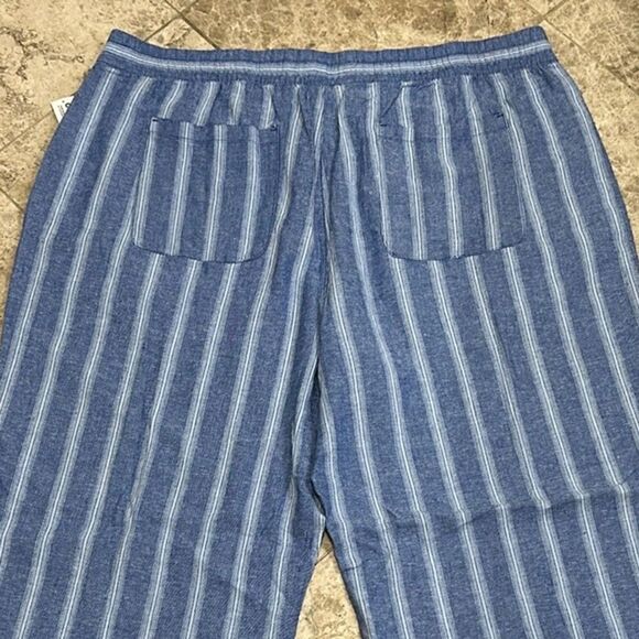Old Navy Women's Blue Stripe High-Waisted Linen Blend Wide Leg Pants XXL NEW - Picture 9 of 11